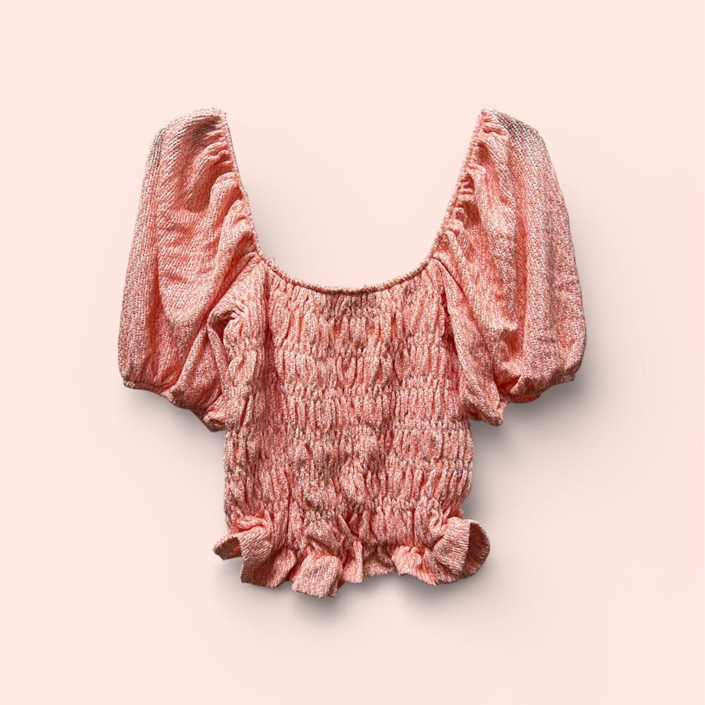 Spring/Summer Smocked Puff-Sleeve ON/OFF Shoulder Crop Top NEW